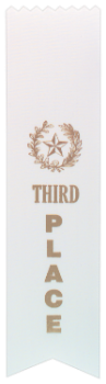 6S3600 Ranking Ribbons, 2" x 8" (Award: 3rd Place (White/ Gold Lettering))