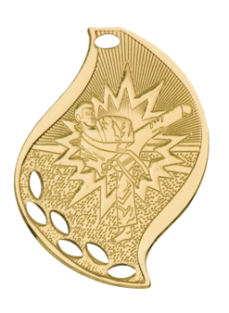 6S4410 Premier Martial Arts Flame Medal (Medal: 2 1/4" Gold)