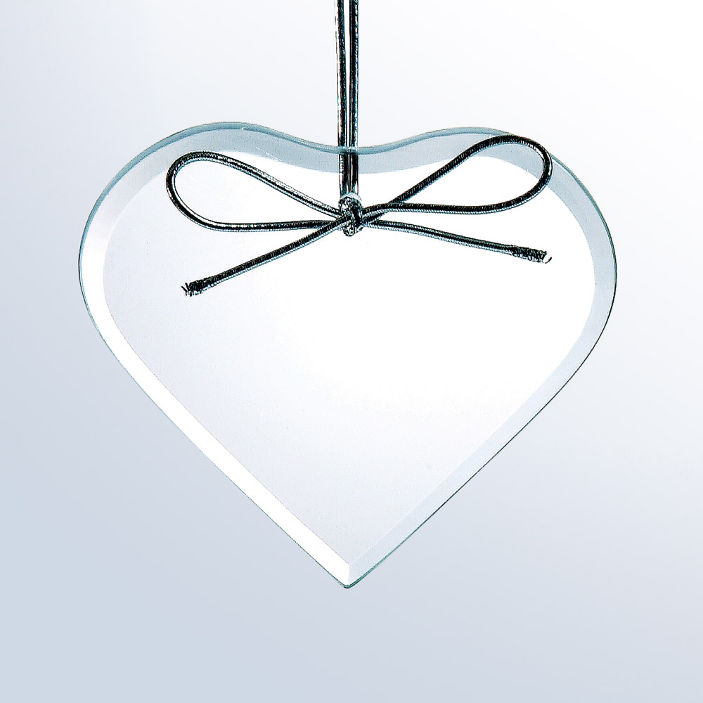 Beveled Heart Ornament -Starfire Clear Glass (Ornament: 3-3/4 x 3-1/2 Heart Ornament)