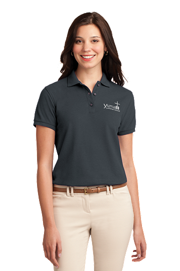 Port AuthorityÂ® Ladies Silk Touchâ„¢ Cotton Polo, Adult - YLS Student, Staff and Parent  (These are Adult Sizes!) (Polo Size: XS - 2, School Colors: Grey)