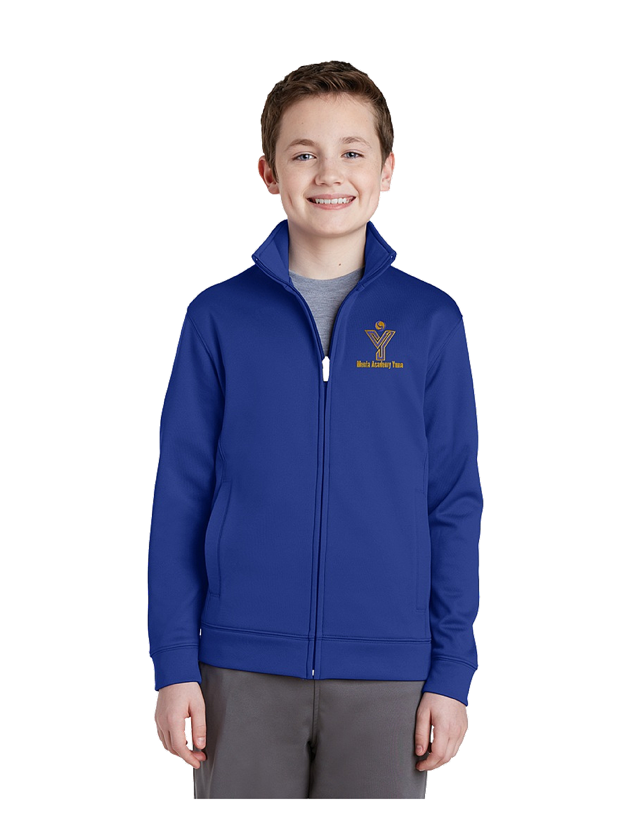 Sport-TekÂ® Youth Sport-WickÂ® Fleece Full-Zip Jacket - MAY (Jacket Size: YXS Size 4, School Colors: Royal Blue)