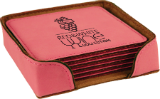 Pink Square Laserable Leatherette 6-Coaster Set