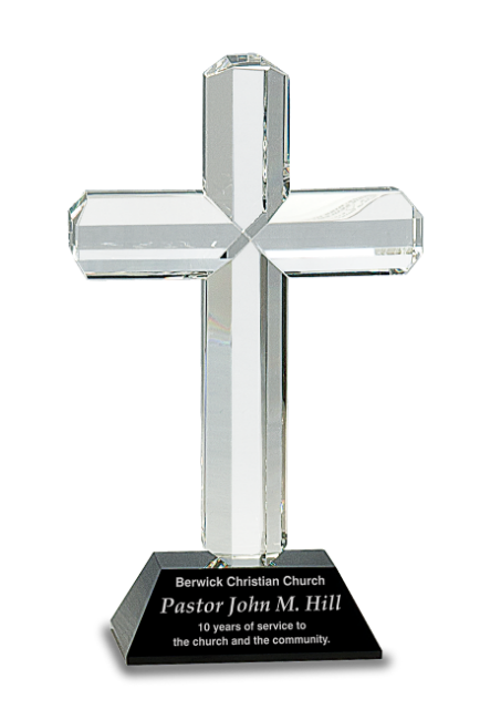 Premier Pedestal Crystal Cross, Black Base (Gift: 9" Cross, Black Base)