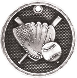 6S561201 BASEBALL 3D MEDAL (Medal: 2" Antique Silver)