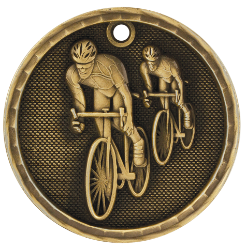 6S561203 BICYCLING 3D MEDAL (Medal: 2" Antique Gold)