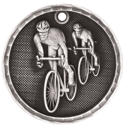 6S561203 BICYCLING 3D MEDAL (Medal: 2" Antique Silver)
