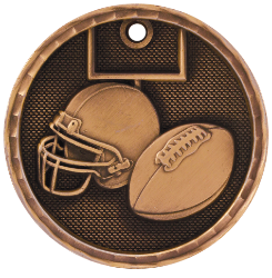 6S561206 FOOTBALL 3D MEDAL (Medal: 2" Antique Bronze)