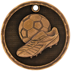 6S561210 SOCCER 3D MEDAL (Medal: 2" Antique Bronze)