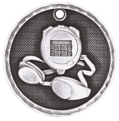 6S561211 SWIMMING 3D MEDAL (Medal: 2" Antique Silver)