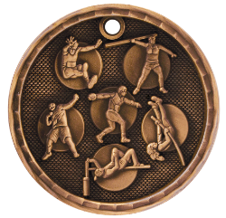 6S562214 TRACK & FIELD 3D MEDAL (Medal: 2" Antique Bronze)