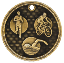 6S562215 TRIATHALON 3D MEDAL (Medal: 2" Antique Gold)