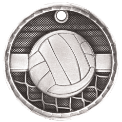 6S562216 VOLLEYBALL 3D MEDAL (Medal: 2" Antique Silver)