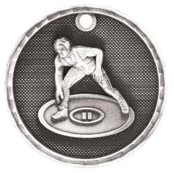 6S562217 WRESTLING 3D MEDAL (Medal: 2" Antique Silver)