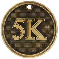 6S562221 5K RUN 3D MEDAL (Medal: 2" Antique Gold)