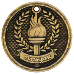 6S562306 PARTICIPANT 3D MEDAL (Medal: 2" Antique Gold)