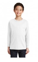 Gildan® Youth Heavy Cotton™ 100% Cotton Long Sleeve T-Shirt (Size: XS, School Colors: White)