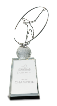 6S2602 Golf Crystal with Silver Metal Golfer (Trophy: 10"Golf Crystal w/silver Metal Golfer)