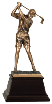 6S2903 Golf Female Golfer, Bronze Resin (Trophy: 9 1/2" Golf Female Golfer, Bronze)