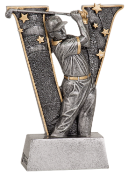 6S3002 Golf Male "V" Series Resin Award (Trophy: 5" Golf Male "V" Series)