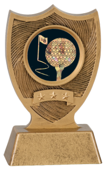 6S3006 Golf Sport Shield Award w/Golf Insert (Trophy: 6" Golf Sport Shield Award w/Golf Insert)