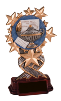 6S3402 Academic Lamp of Knowledge Starburst Resin Award (Trophy: 6" Academic Lamp of Knowledge Starburst)