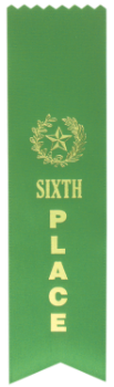 6S3600 Ranking Ribbons, 2" x 8" (Award: 6th Place (Green/ Gold Lettering))
