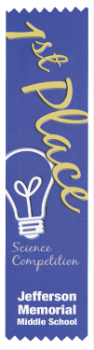 6S3600 Ranking Ribbons, 2" x 8" (Award: 1st Place (Blue/ Gold Graphics))