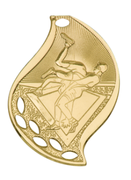 6S4417 Premier Wrestling Flame Medal (Medal: 2 1/4" Gold)