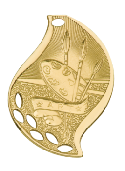 6S4501 Premier Art Flame Medal (Medal: 2 1/4" Gold)