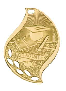 6S4506 Premier Graduate Flame Medal (Medal: 2 1/4" Gold)