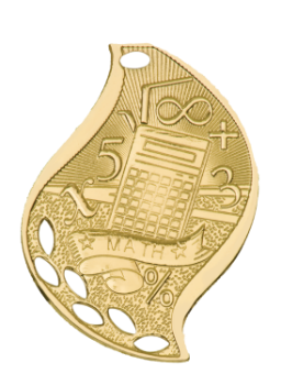 6S4509 Premier Math Flame Medal (Medal: 2 1/4" Gold)