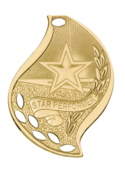 6S4519 Premier Star Performer Flame Medal (Medal: 2 1/4" Gold)