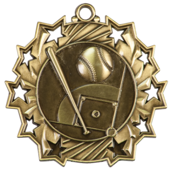 6S4801 BASEBALL TEN STAR SPORT MEDAL (Medal: 2 1/4" Antique Gold)