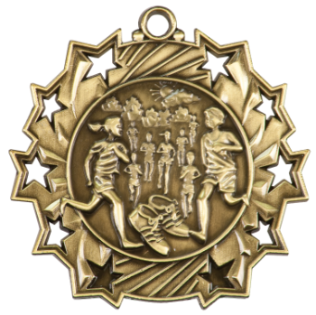 6S4805 CROSS COUNTRY TEN STAR SPORT MEDAL (Medal: 2 1/4" Antique Gold)