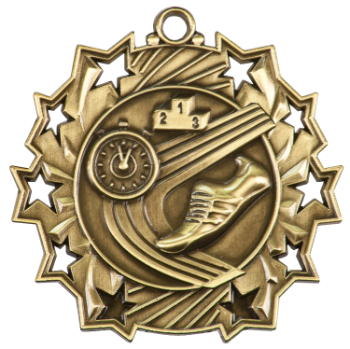 6S4815 TRACK TEN STAR SPORT MEDAL (Medal: 2 1/4" Antique Gold)