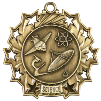 6S4919 SCIENCE TEN STAR ACADEMIC MEDAL (Medal: 2 1/4" Antique Gold)