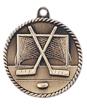 6S5511 HOCKEY HIGH RELIEF MEDAL (Medal: 2" Antique Gold)