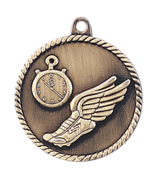 6S5519 TRACK HIGH RELIEF MEDAL (Medal: 2" Antique Gold)
