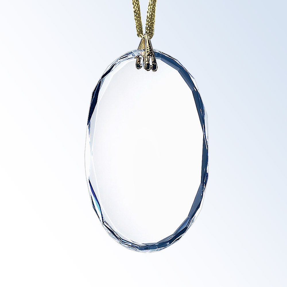 Gem-Cut Oval Ornament -Optic Crystal (Ornament: 3 x2-1/8 Crystal Oval Ornament)