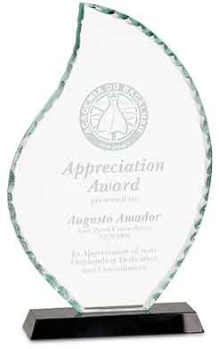 Premier Flame Facet Glass Award on Black Base (Award: 10 1/2" Flame Facet)