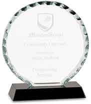 Premier Round Facet Glass Award on Black Base (Award: 5" Round Facet Glass)