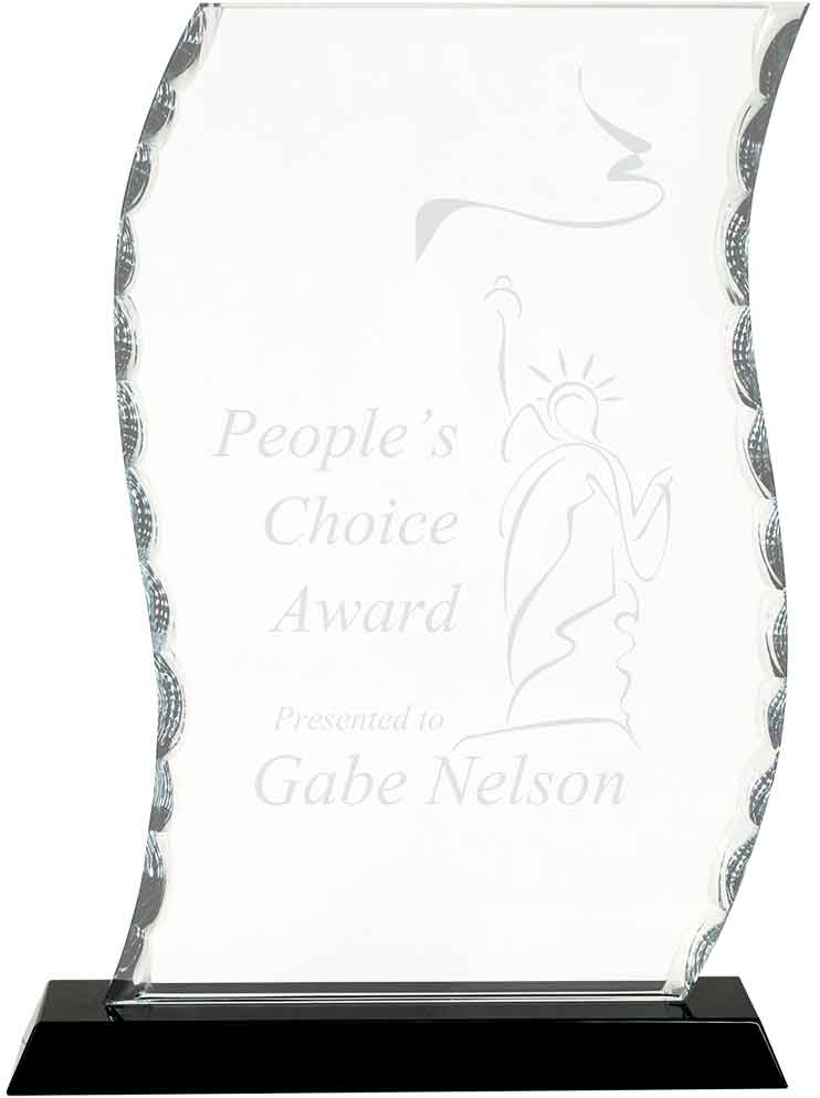 Premier Scroll Facet Glass on Black Base (Award: 9 1/2" Scroll Facet)