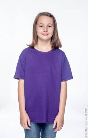 Youth Heavy Cotton T Shirt Uni-Sex G500B (Color: Purple, Size: Large)