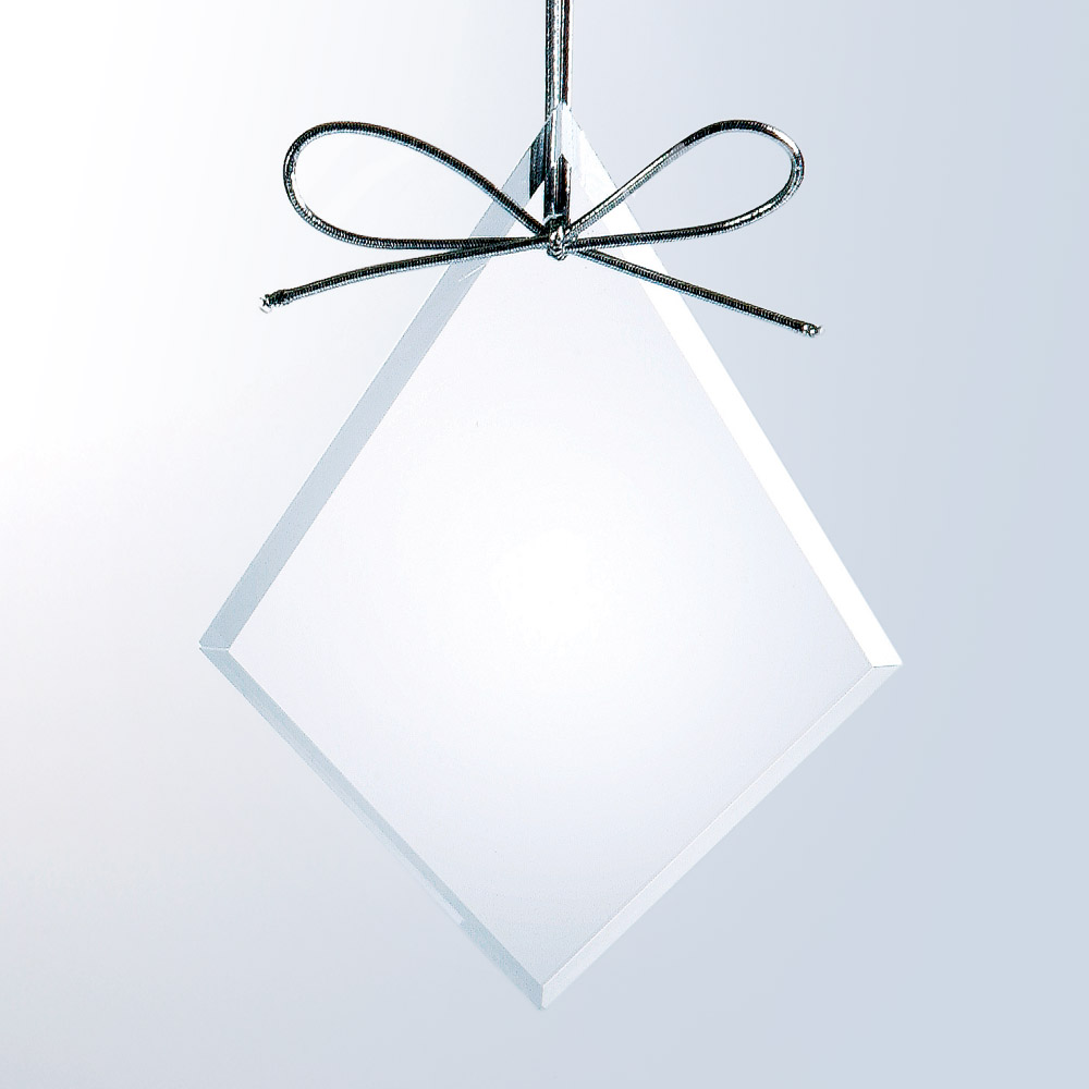 Beveled Diamond Ornament -Starfire Clear Glass (Ornament: 4-5/8 x 3-1/2 Diamond Ornament)