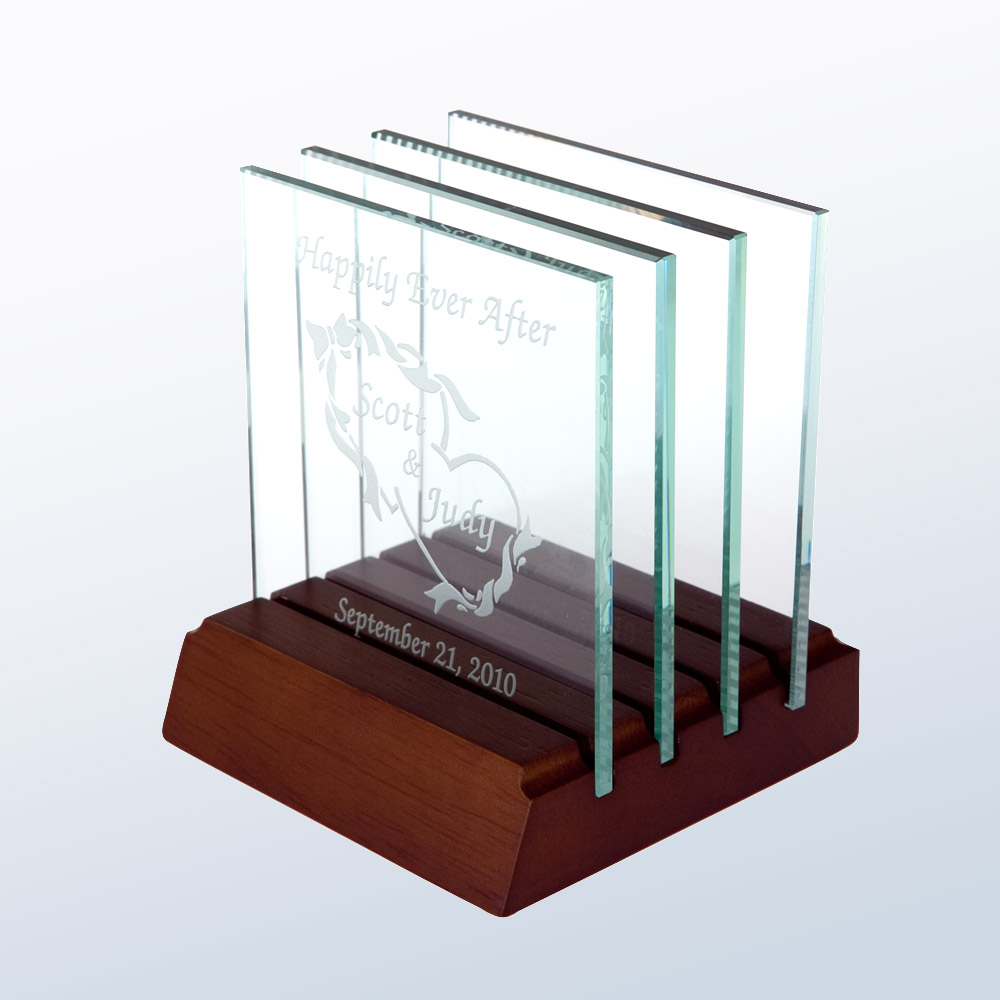 2PSMGH006 Square Glass Coaster (Coaster: Square Glass Set)