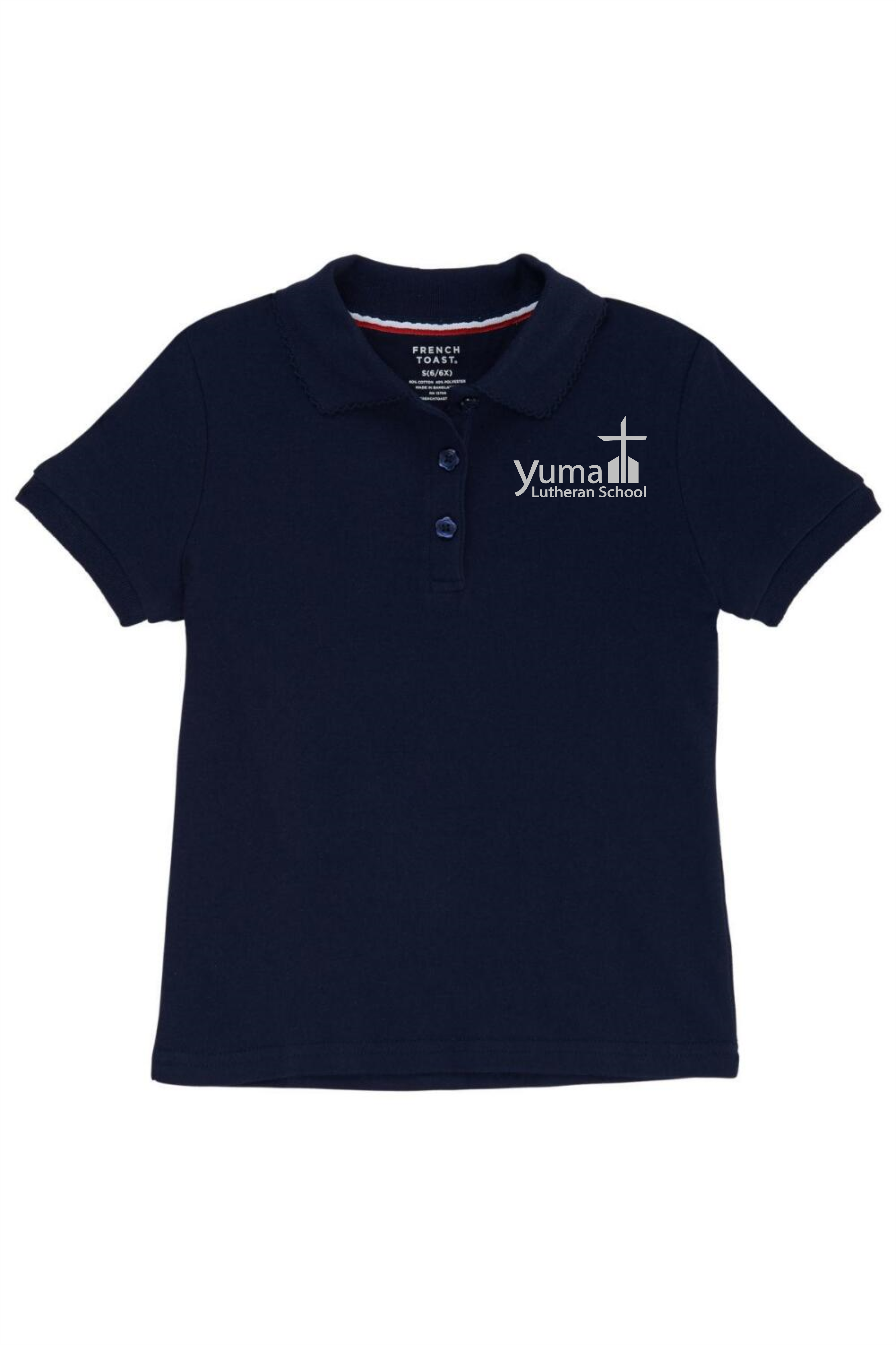 French Toast Girl's Cotton Short Sleeve Polo - YLS (Polo Size: 4T, French Toast Polo Color: Navy - YLS)