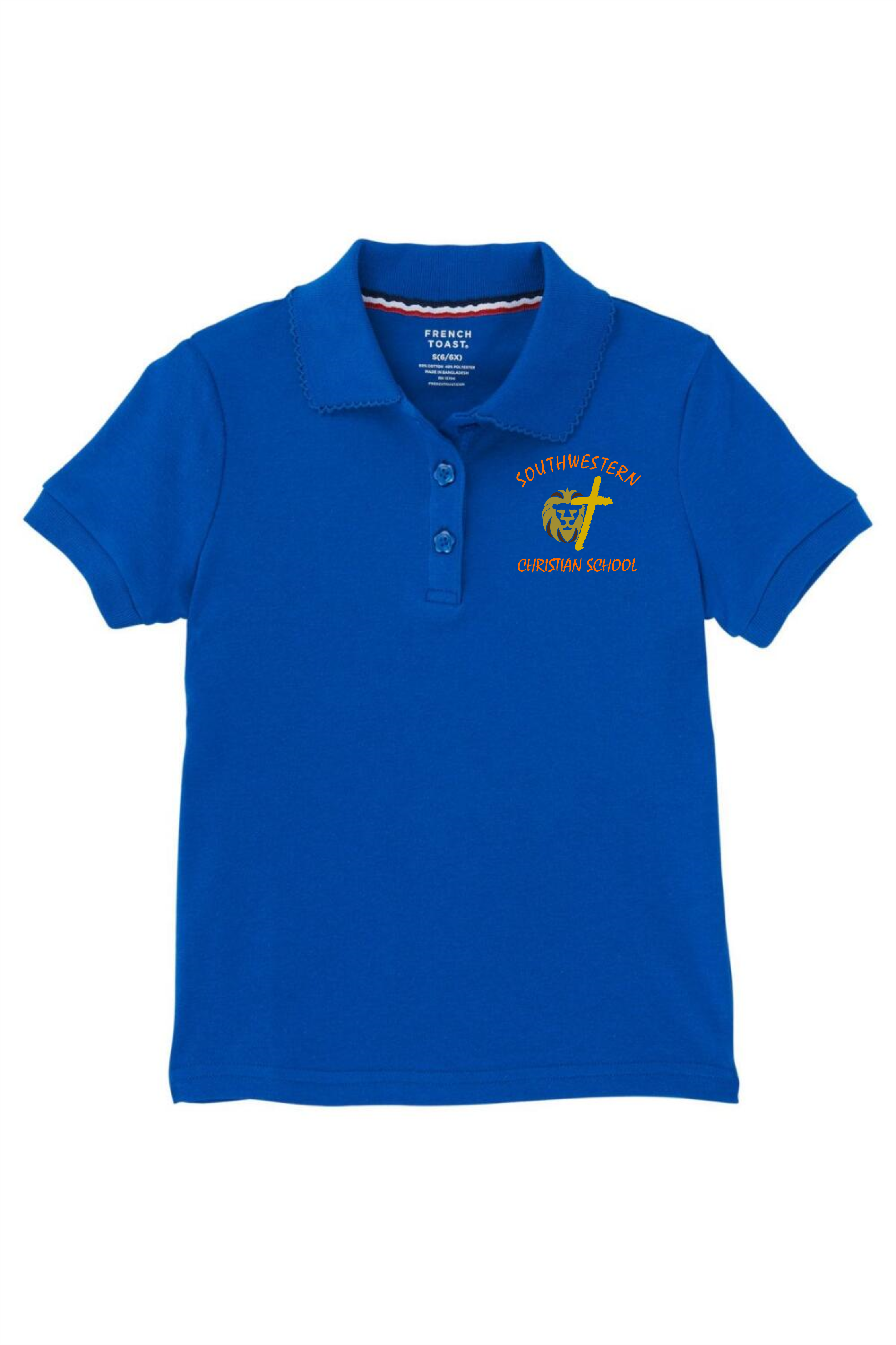 French Toast Girl's Cotton Short Sleeve Polo - SWCS (Polo Size: XS - 4/5, French Toast Polo Color: Royal Blue - SWCS)