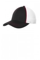 Sport-Tek Piped Mesh Back Cap. STC29. (Color: True Red/ Black/ White)