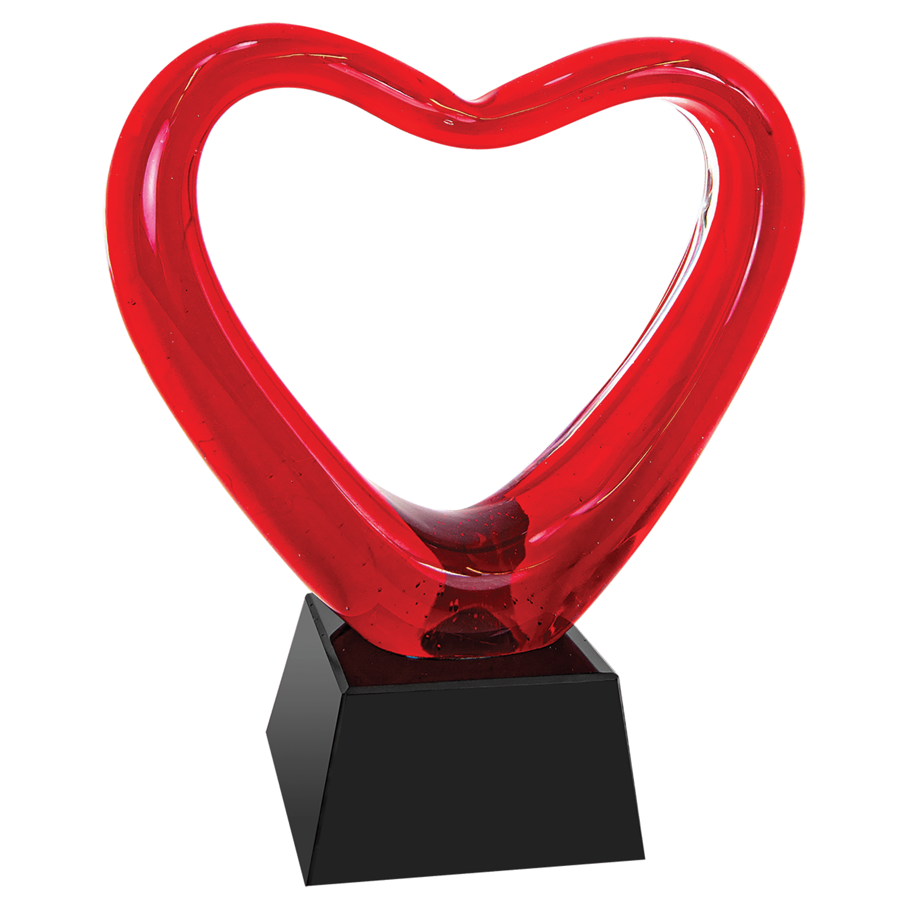 Red Heart Art Glass with Black Base