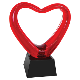 Red Heart Art Glass with Black Base